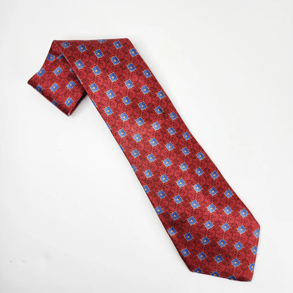 FABERGE Red & Blue Silk Tie.